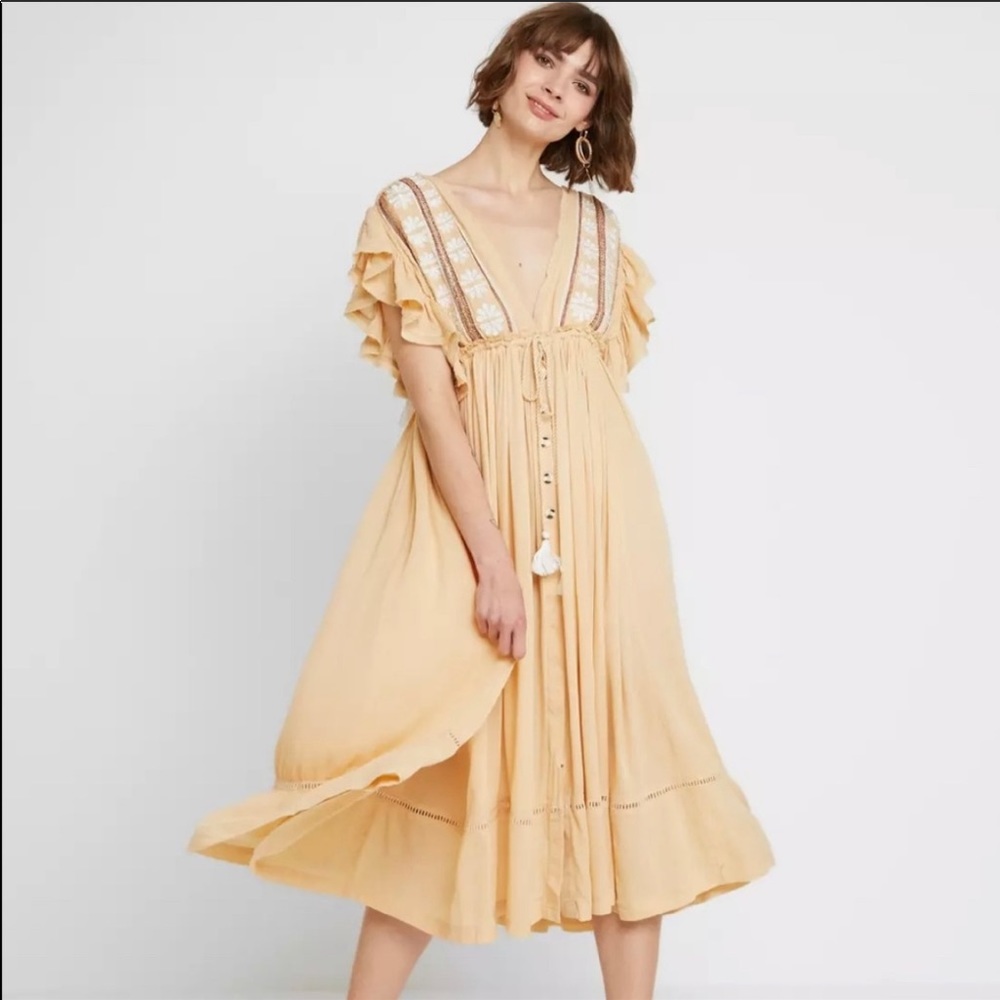 Free People beige Midi dress XS